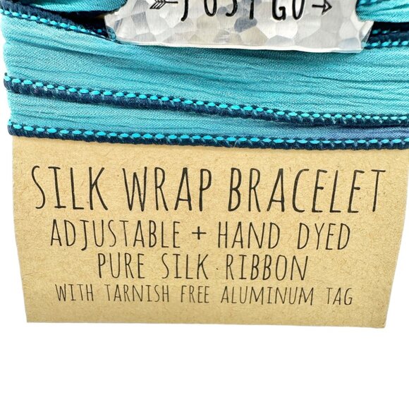 Silk Wrap Bracelet By Clair Ashley JUST GO Inscribed Pure Silk Ribbon - Picture 3 of 5